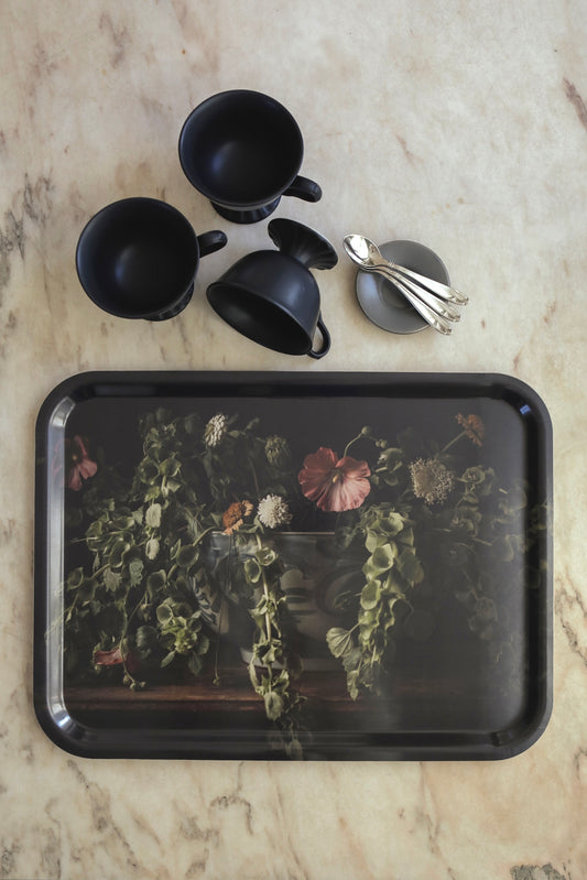 Bricka stor rektangulär "Gömd trädgård"